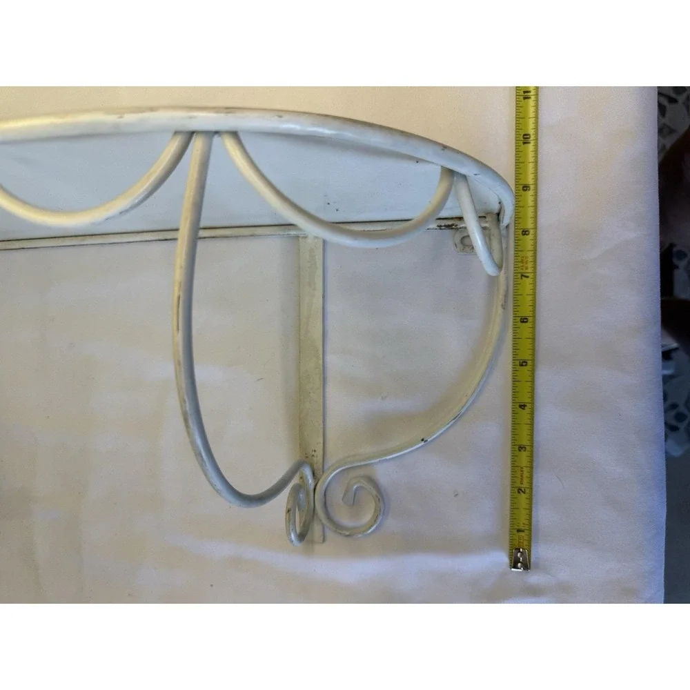 Vintage Wall Shelf White Metal Ornate Victorian Scalloped Edge
